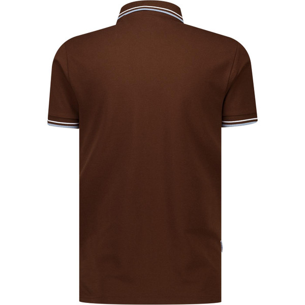 Lambretta Mens Twin Tipped 70s Pique Polo T-Shirt in Brown