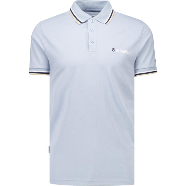 Lambretta Mens Triple Tipped Pique Polo T-Shirt in Dusky Blue