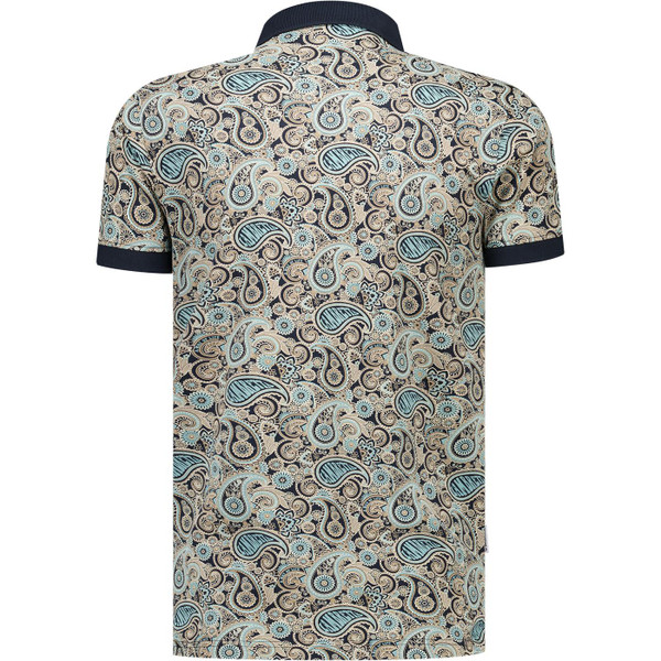 Lambretta Mens Paisley Brand Print Retro 60s Polo T-Shirt in Navy