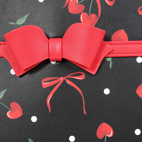 Bow detail on Banned Apparel Retro 50s Cherries and Bows Handbag in Black/Red