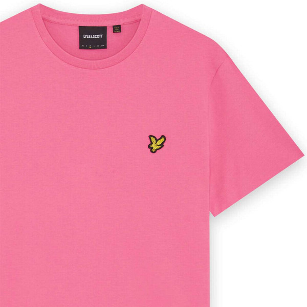 Lyle & Scott Men's Retro Plain Crew Neck T-shirt in Hot Pink - Sleeve Detail