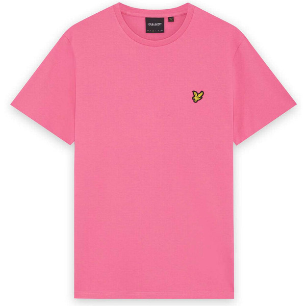 Lyle & Scott Men's Retro Plain Crew Neck T-shirt in Hot Pink - Flat Lay
