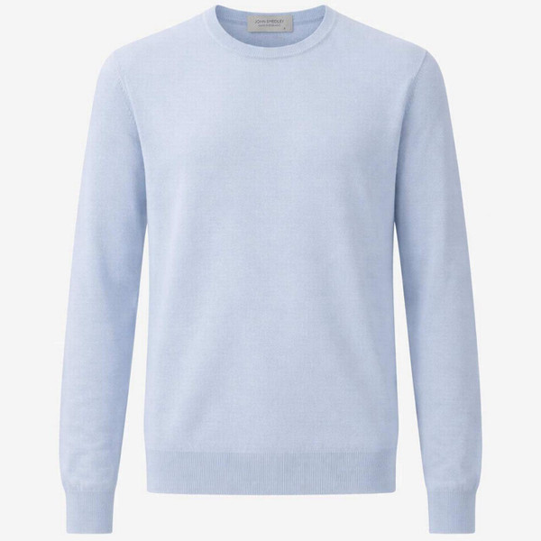 John Smedley Hatfield Made in England Men's Mod Crew Neck Sea Island Cotton Jumper in Dew