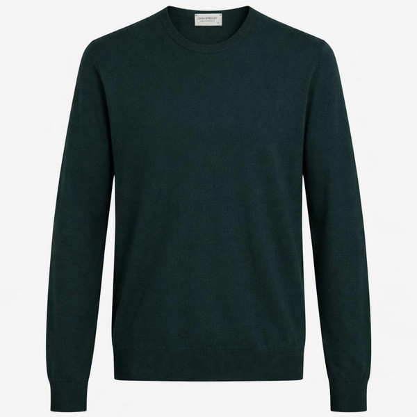 John Smedley Hatfield Men's Luxury Sea Island Cotton Crew Neck Jumper in Rainforest