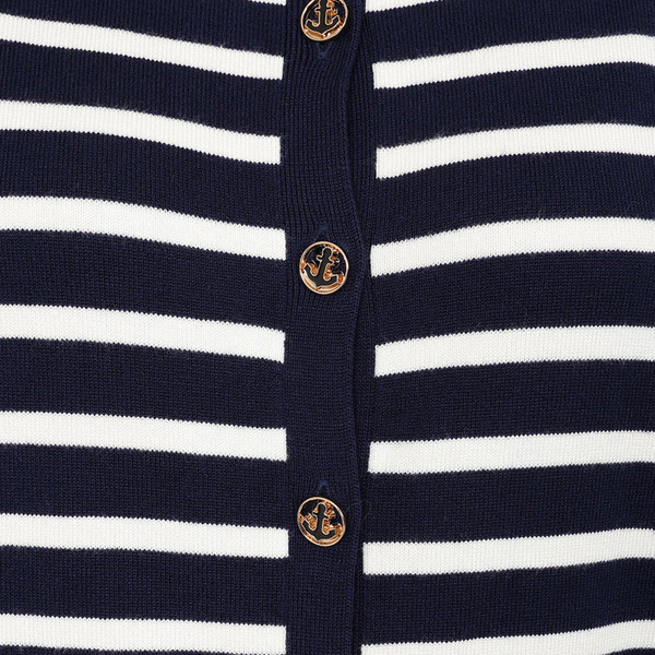 Stripes and buttons on Banned Apparel Retro 50s Nautical Lines Cardigan in Navy/White