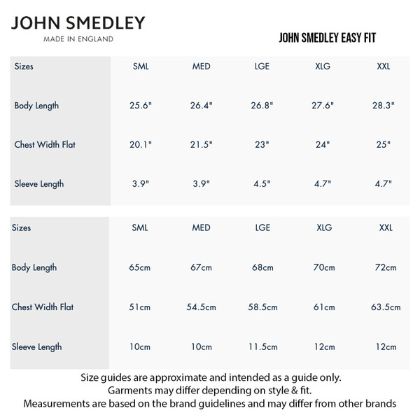 Size guide for John Smedley Knitted Elvins Polo