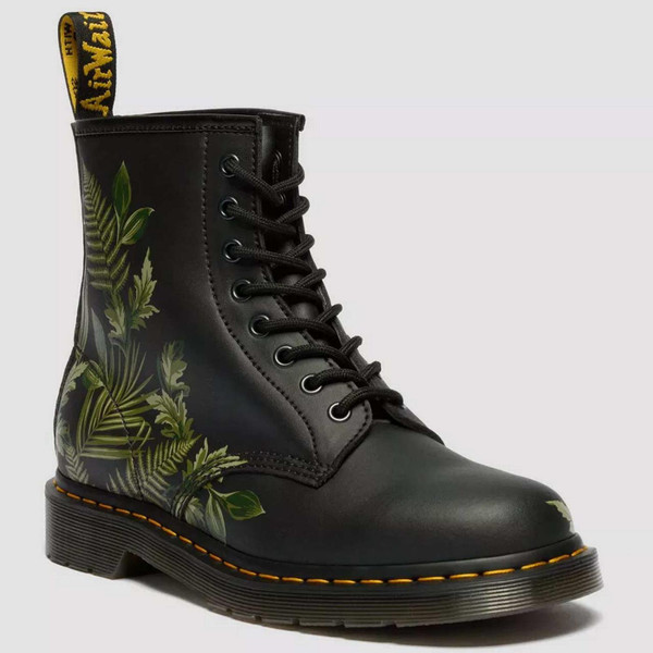 Dr Martens 1460 Evergreen Leaf Genix Nappa Boots in Black