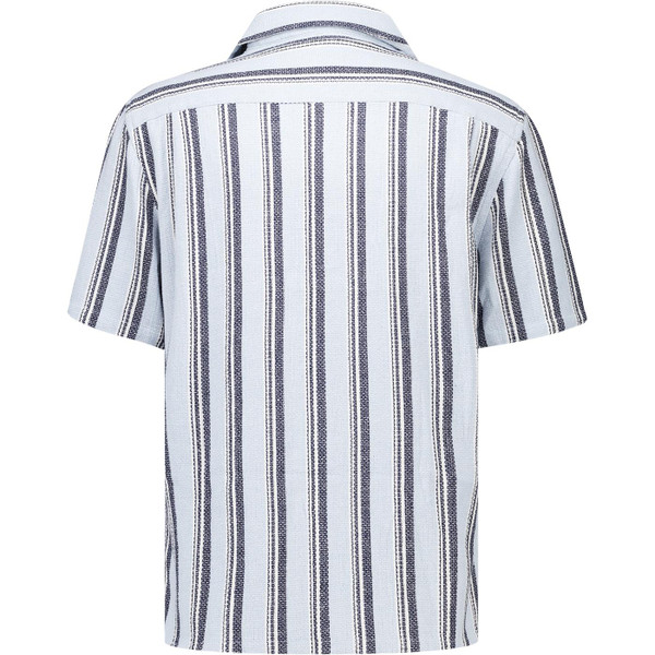French Connection Mens Striped Revere Collar Short Sleeve Picnic Shirt in Ballad Blue