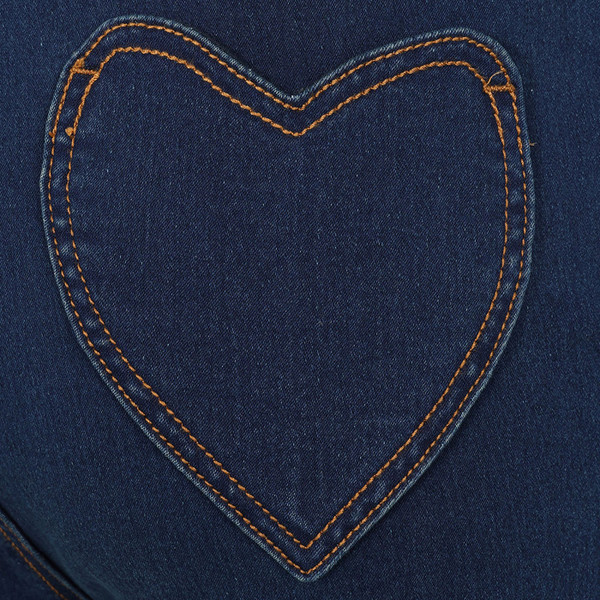 Heart shaped pockets on Banned Retro Womens Maddy Love Heart Pocket Capri Jeans in Blue