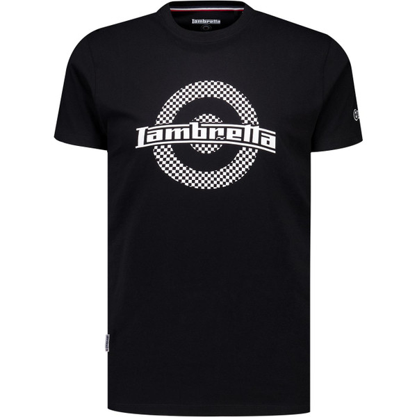 Lambretta Mens Two Tone Check Mod Target Logo Print T-Shirt in Black