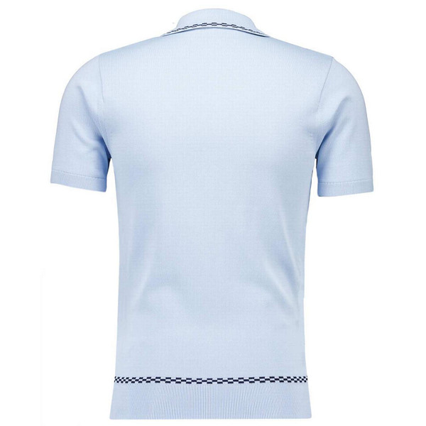 Gabicci Vintage Alexander Men's Mod Archive Knitted Polo Shirt in Surf - Back View