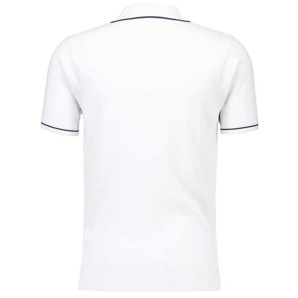 Gabicci Vintage Ronnie Archive Mod Textured Knitted Polo Shirt in White - Back View