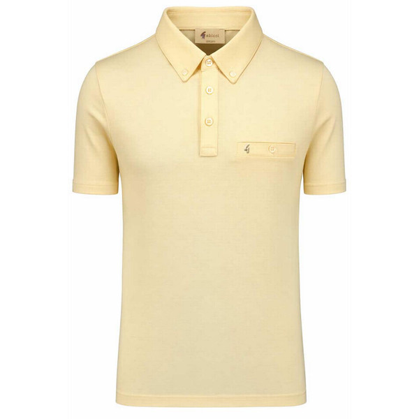 Gabicci Vintage Ladro Men's Mod Button Down Polo Shirt in Lemon