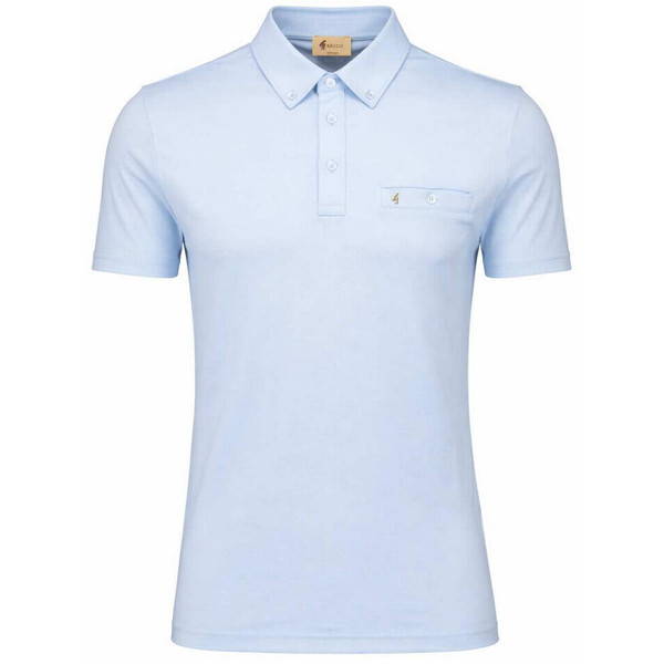 Gabicci Vintage Ladro Men's Retro Button Down Jersey Polo Shirt in Surf