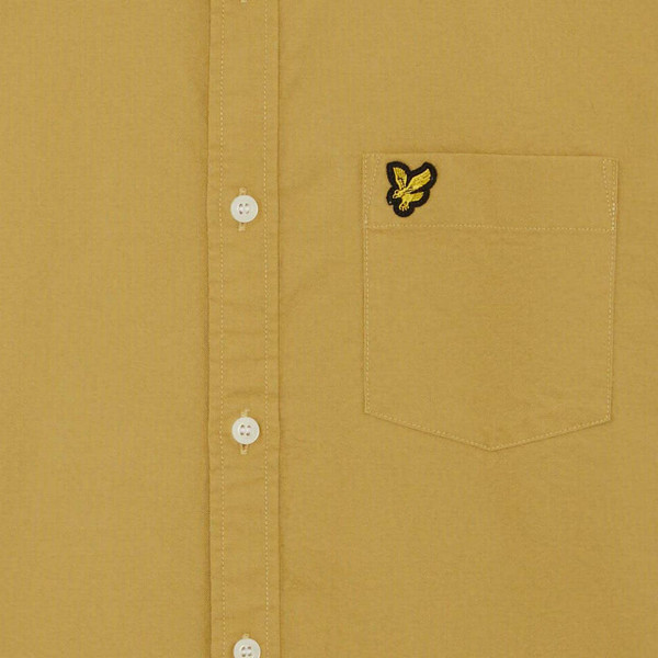 Lyle & Scott Men's Long Sleeve Button Down Oxford Shirt in Sandstone - Golden Eagle Emblem