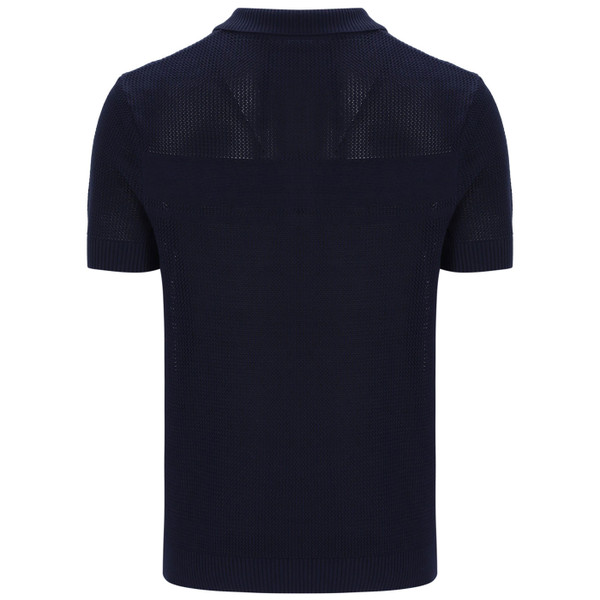 Back of Sergio Tacchini Sabino Men's Mesh Knit Summer Polo in Navy
