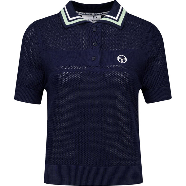 Sergio Tacchini Womens Sienna Mesh Knit Polo in Maritime Blue