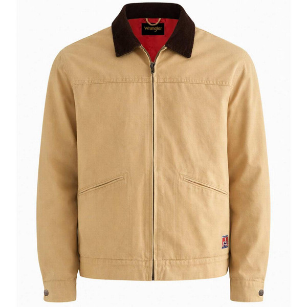 Wrangler Men's Retro Transitional Cord Collar Canvas Jacket in Golden Wheat - Main View