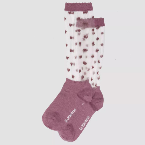 Dr Martens Women's Short Heart Mesh Sheer Socks in Pink
