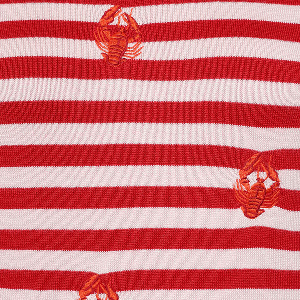 Stripes and lobsters on Banned Retro Women's Ruby Lobster Striped Knit Jumper in Red/White