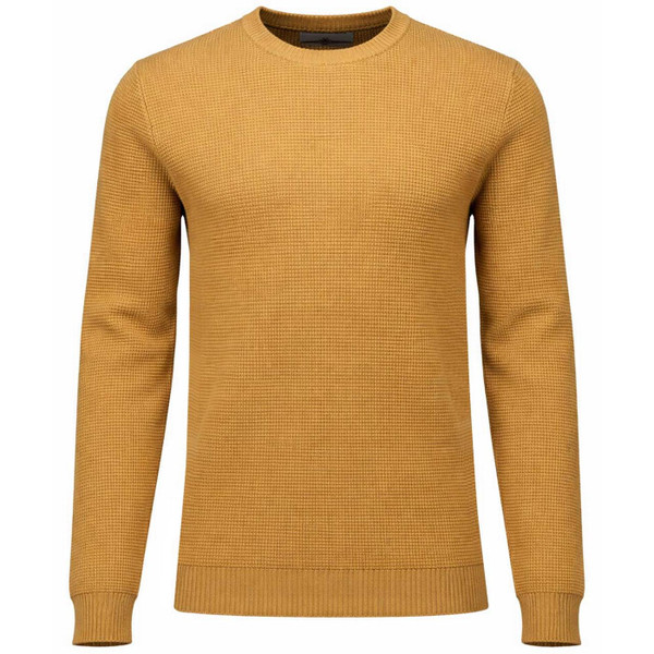 Madcap England Men's Mod Crew Neck Waffle Knit Jumper in Dijon - Main View