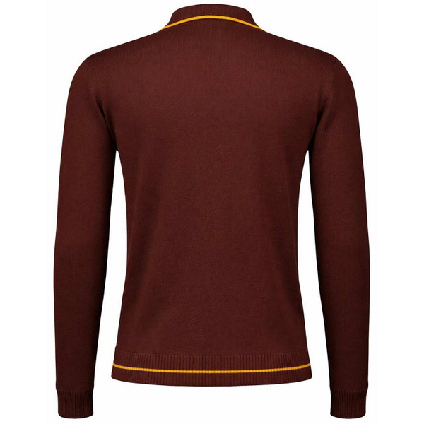 Madcap England Retro 70s Stripe Knitted Track Top in Potting Soil - Back View