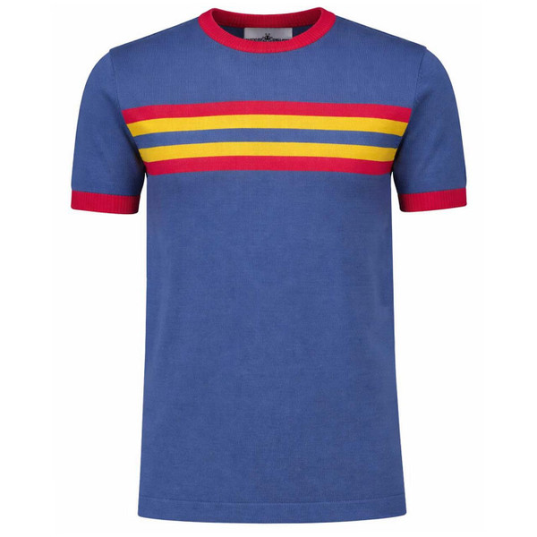 Madcap England Northern Soul Chest Stripe Knitted T-shirt in Keylargo - Front View