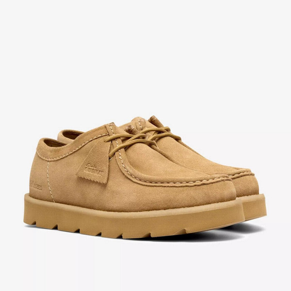 Clarks Originals Meare Walla Men's Mod Moccasin Shoes in Maple Suede - Both Shoes Side by Side