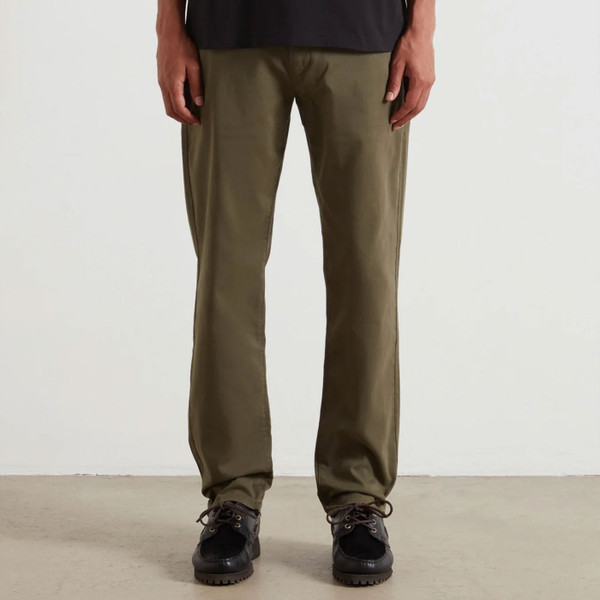 Front of Farah Men's Norwood Regular Fit Twill Chinos in Olive Green