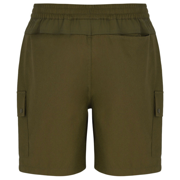 Back of Sergio Tacchini Calisti Men's Retro Cargo Shorts in Dark Olive