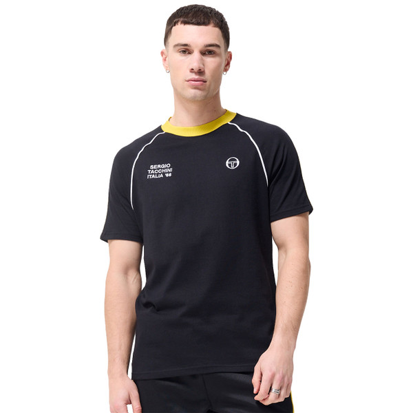 Man wearing Sergio Tacchini Ghibli Davis Italia 66 T-Shirt in Black