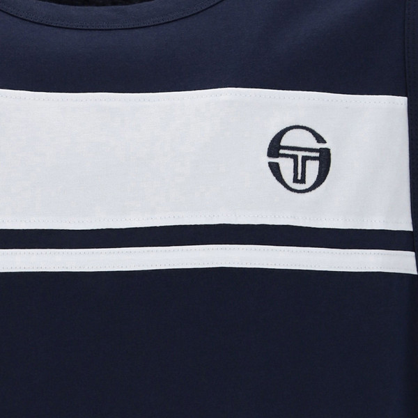 Stripes on Sergio Tacchini Damarindo Sleeveless Vest Top in Maritime Blue