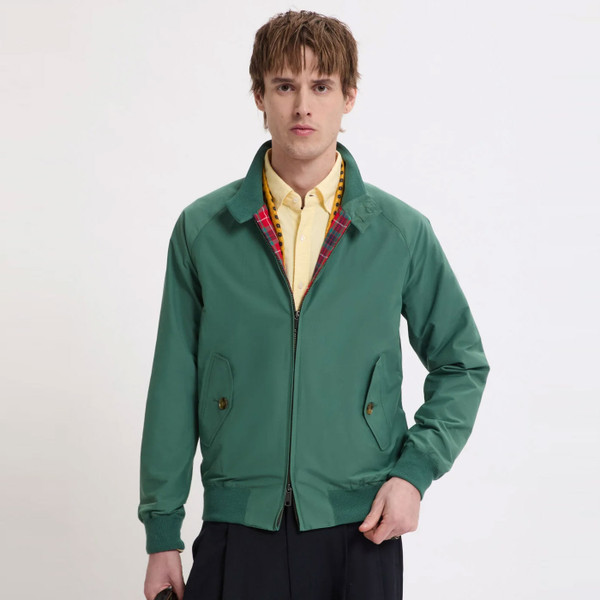 Man wearing Baracuta G9 Made in England Mod Harrington Jacket in Bench Blue