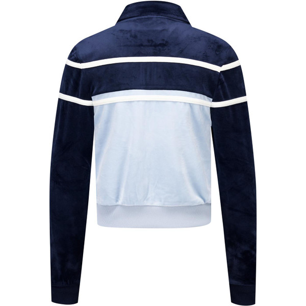 Fila Vintage Womens Giovana 80s Cropped Velour Zip Track Top in Navy Blue