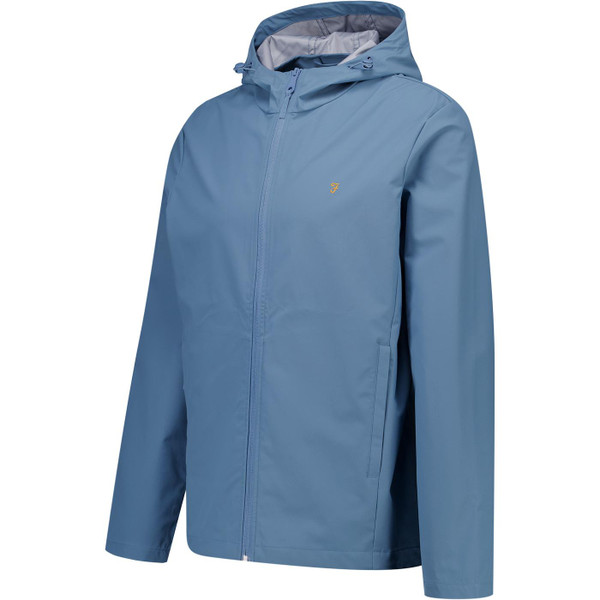 Farah Vintage Mens Rhodes Softshell Hooded Rain Jacket in Blue