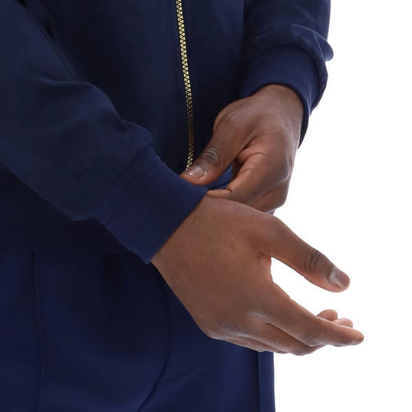 Cuffs on Fila Vintage Francesco Retro 70s Faux Suede Jacket in Navy