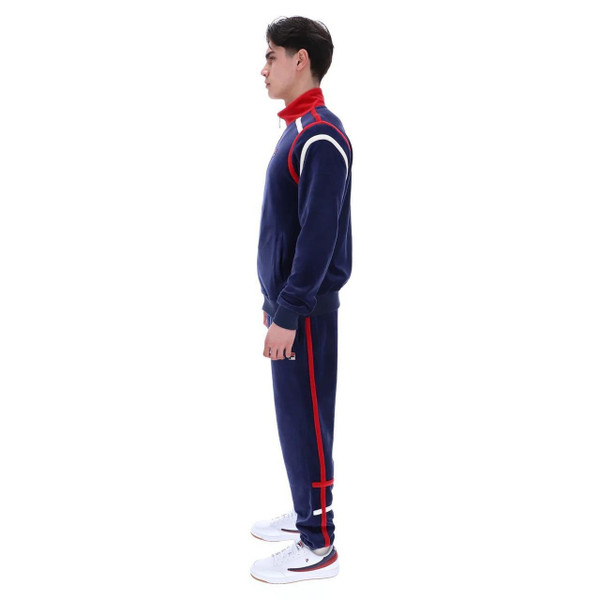 Fila Vintage Gabriele Contrast Panel Poly-Suede Track Jacket in Navy - Side View