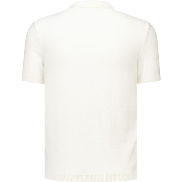 Fila Vintage Mens Gold Denny Diamond Knit Open Collar Polo T-Shirt in Coconut Beige