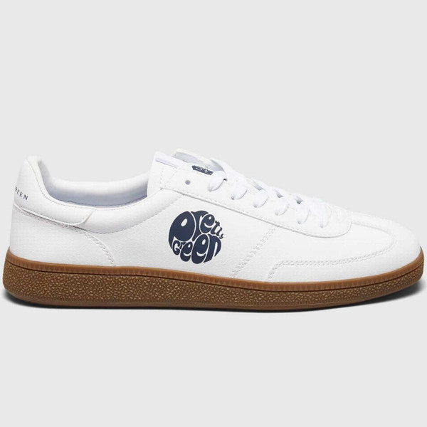 Pretty Green Ramblas Men's Retro 90s Microfibre Leather Trainers in White - Main View