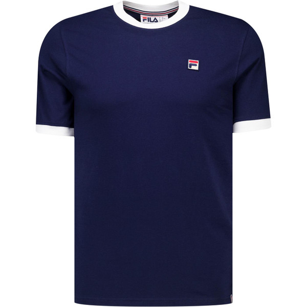 Fila Vintage Mens Marconi Essential 80s Ringer T-Shirt in Navy Blue