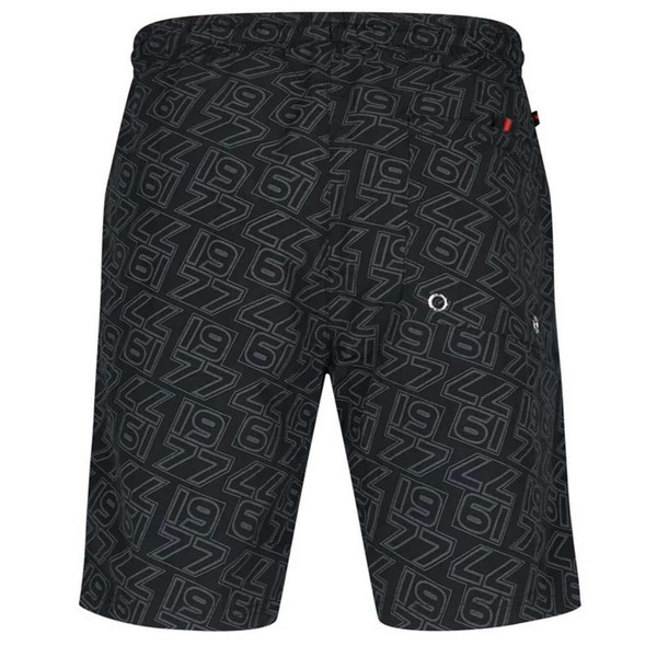 Luke 1977 Zoff Men's Retro 80s Nylon Overprint Swim Shorts in Black - Back View