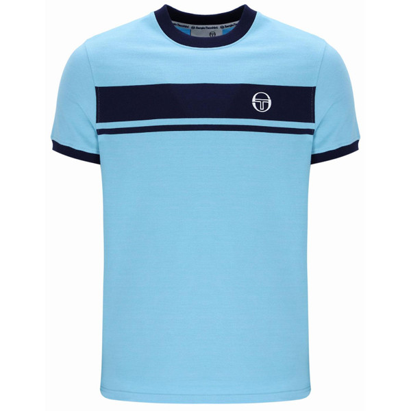 Sergio Tacchini Master John McEnroe Stripe T-Shirt in Baltic Sea Blue