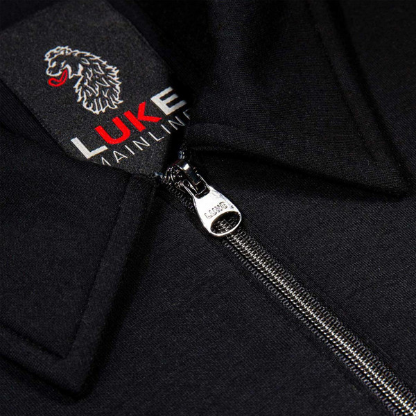 Luke 1977 Euphonic Men's Retro Zip Neck Modal Polo Shirt in Black - Zip Detail