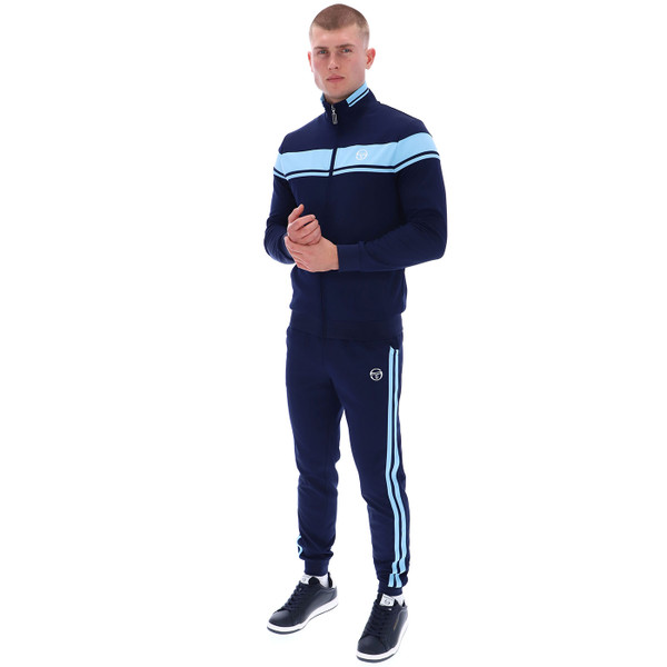 Full tracksuit for Sergio Tacchini Damarindo Retro 80s Casuals Track Top in Navy/Blue