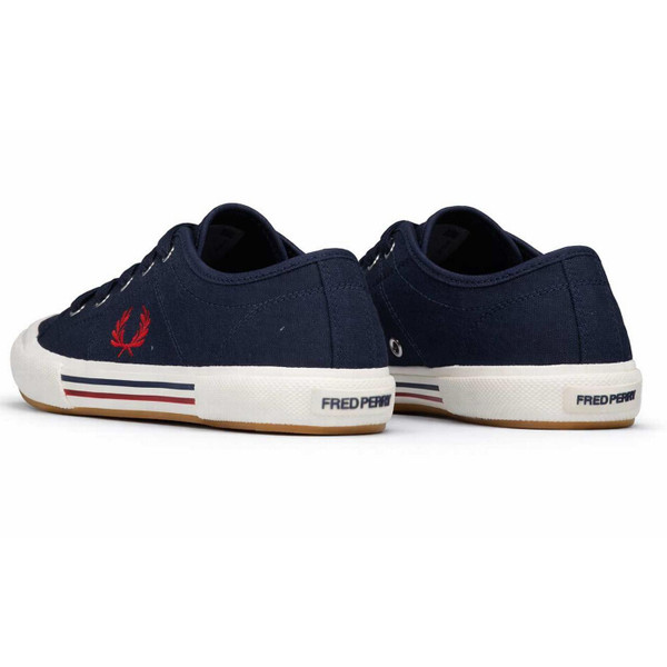 Fred Perry B708 Men's Retro Canvas Tennis Trainers in Navy - Back View