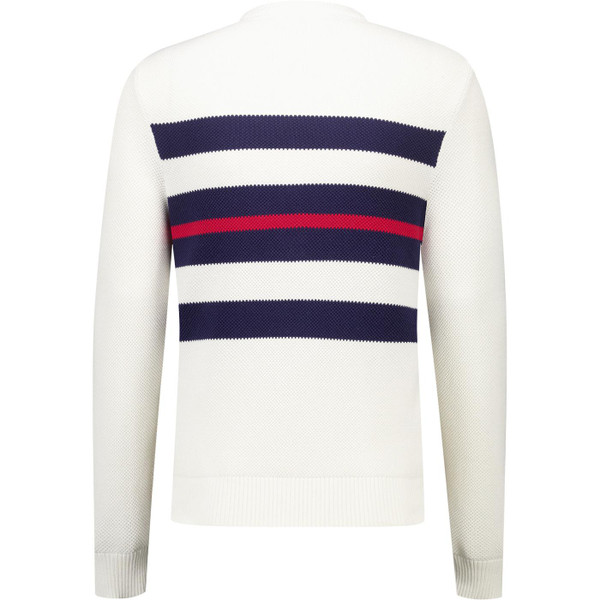 Fila Vintage Giuseppe Mesh Stripe Knit Crew Neck Jumper in Gardenia Beige