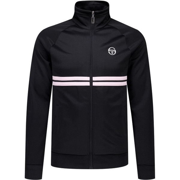 Sergio Tacchini Mens Dallas Chest Stripes Zip Track Top in Black