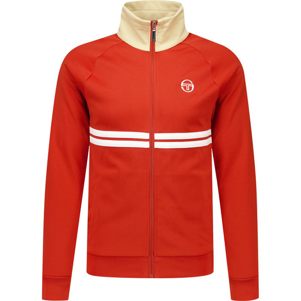 Sergio Tacchini Mens Dallas Chest Stripes Zip Track Top in Roiboos Tea