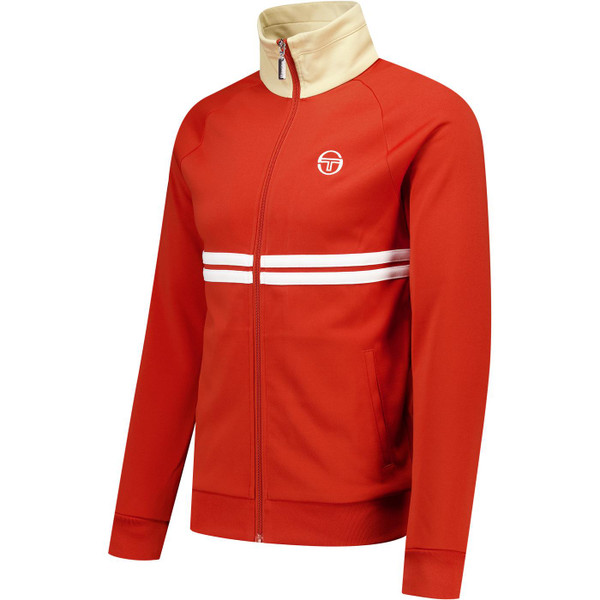 Sergio Tacchini Mens Dallas Chest Stripes Zip Track Top in Roiboos Tea