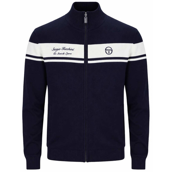 Sergio Tacchini Capomasters Knitted Track Top in Maritime Blue - 60th Anniversary Ltd Box Set with Headband - Main View